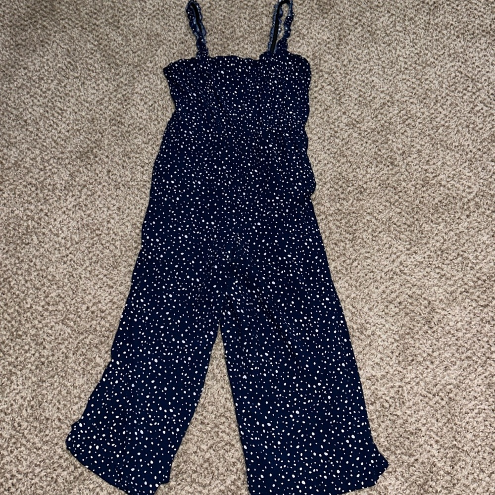 Navy Blue With White Dots Spaghetti Strap Romper - Gibsonlook - Women’s Size M